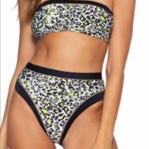 So Luna Leopard Print swim bikini Large NWT